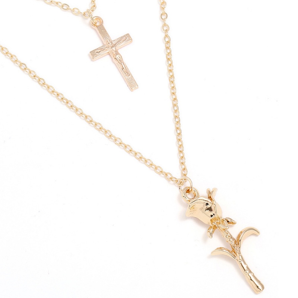 Multi-Layer Rose Chain Necklace - Picture 4 of 5